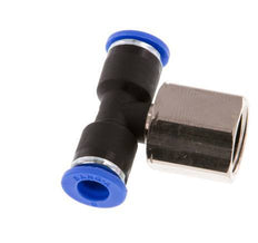 6mm x G1/4'' Inline T-Stück Steckverschraubung mit Innengewinde Messing/PA 66 NBR drehbar [2 Stück]