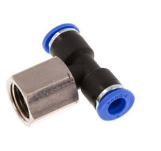6mm x G1/4'' Inline T-Stück Steckverschraubung mit Innengewinde Messing/PA 66 NBR drehbar [2 Stück]