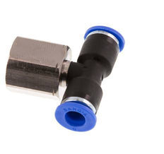 6mm x G1/4'' Inline T-Stück Steckverschraubung mit Innengewinde Messing/PA 66 NBR drehbar [2 Stück]