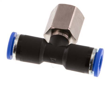 8mm x G1/4'' Inline T-Steckverschraubung mit Innengewinde Messing/PA 66 NBR drehbar [2 Stück]