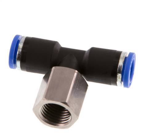 8mm x G1/4'' Inline T-Steckverschraubung mit Innengewinde Messing/PA 66 NBR drehbar [2 Stück]