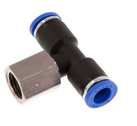 8mm x G1/4'' Inline T-Steckverschraubung mit Innengewinde Messing/PA 66 NBR drehbar [2 Stück]