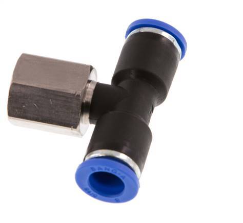 8mm x G1/4'' Inline T-Steckverschraubung mit Innengewinde Messing/PA 66 NBR drehbar [2 Stück]