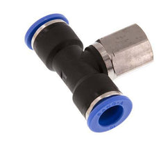 10mm x G1/4'' Inline T-Stück Steckverschraubung mit Innengewinde Messing/PA 66 NBR drehbar