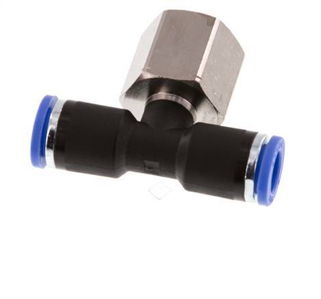 8mm x G3/8'' Inline T-Steckverschraubung mit Innengewinde Messing/PA 66 NBR drehbar [2 Stück]