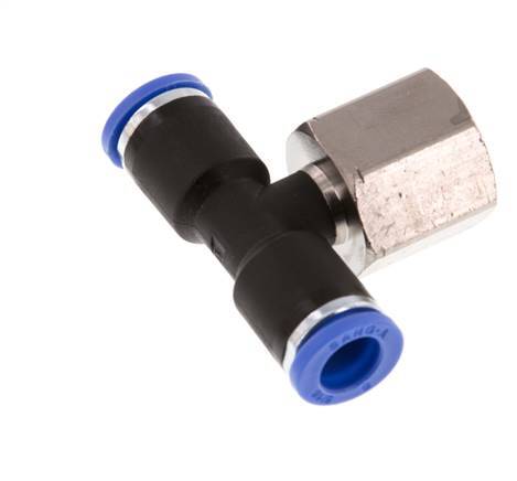 8mm x G3/8'' Inline T-Steckverschraubung mit Innengewinde Messing/PA 66 NBR drehbar [2 Stück]