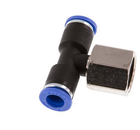 8mm x G3/8'' Inline T-Steckverschraubung mit Innengewinde Messing/PA 66 NBR drehbar [2 Stück]