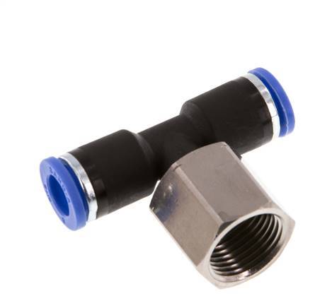 8mm x G3/8'' Inline T-Steckverschraubung mit Innengewinde Messing/PA 66 NBR drehbar [2 Stück]