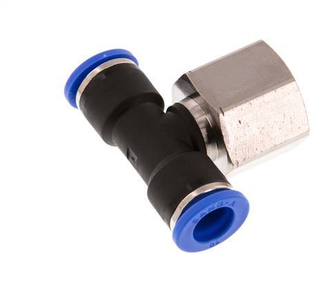 10mm x G1/2'' Inline-T-Stück Steckverschraubung mit Innengewinde Messing/PA 66 NBR drehbar