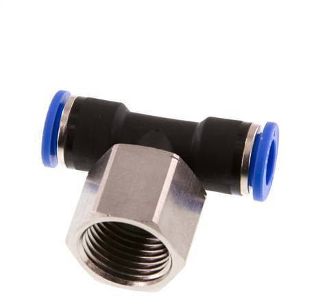 10mm x G1/2'' Inline-T-Stück Steckverschraubung mit Innengewinde Messing/PA 66 NBR drehbar