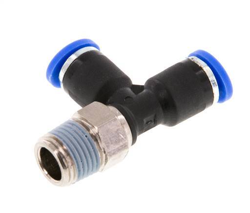 4mm x R1/8'' rechtwinkliges T-Stück Steckverschraubung mit Außengewinde Messing/PA 66 NBR drehbar [2 Stück]