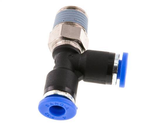 4mm x R1/8'' rechtwinkliges T-Stück Steckverschraubung mit Außengewinde Messing/PA 66 NBR drehbar [2 Stück]