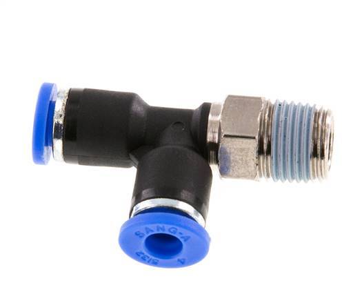 4mm x R1/8'' rechtwinkliges T-Stück Steckverschraubung mit Außengewinde Messing/PA 66 NBR drehbar [2 Stück]