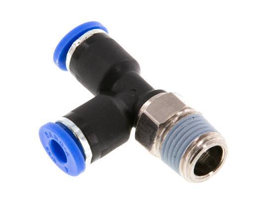4mm x R1/8'' rechtwinkliges T-Stück Steckverschraubung mit Außengewinde Messing/PA 66 NBR drehbar [2 Stück]