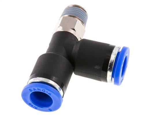 8mm x R1/8'' rechtwinkliges T-Stück Steckverschraubung mit Außengewinde Messing/PA 66 NBR drehbar [2 Stück]