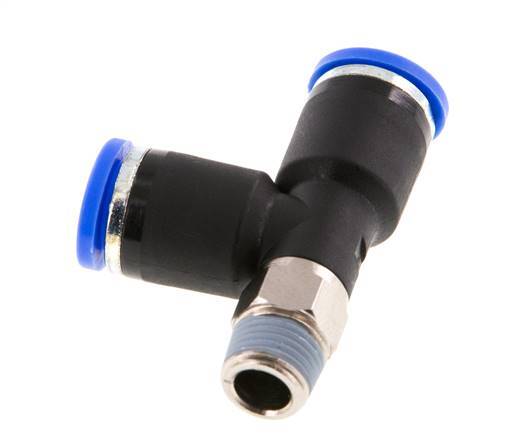 8mm x R1/8'' rechtwinkliges T-Stück Steckverschraubung mit Außengewinde Messing/PA 66 NBR drehbar [2 Stück]