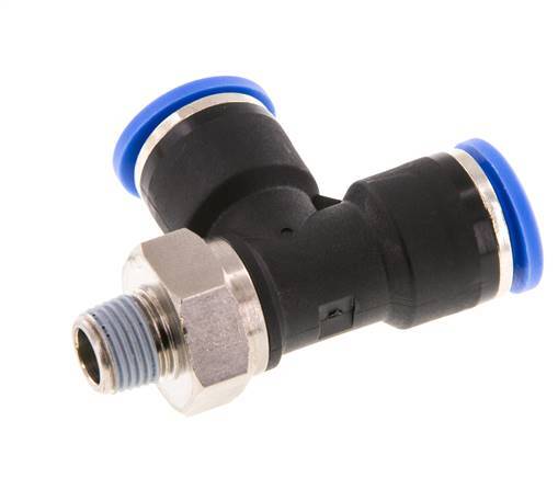 10mm x R1/8'' Right Angle Tee Push-in Fitting with Male Threads Brass/PA 66 NBR Rotatable