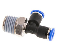 4mm x R1/4'' rechtwinkliges T-Stück Steckverschraubung mit Außengewinde Messing/PA 66 NBR drehbar [2 Stück]