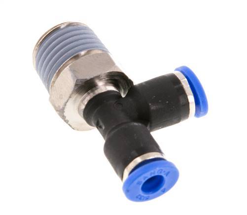 4mm x R1/4'' Right Angle Tee Push-in Fitting with Male Threads Brass/PA 66 NBR Rotatable [2 Pieces]
