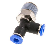 4mm x R1/4'' rechtwinkliges T-Stück Steckverschraubung mit Außengewinde Messing/PA 66 NBR drehbar [2 Stück]