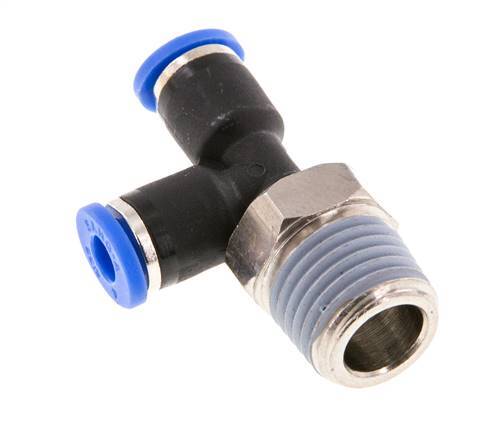 4mm x R1/4'' rechtwinkliges T-Stück Steckverschraubung mit Außengewinde Messing/PA 66 NBR drehbar [2 Stück]
