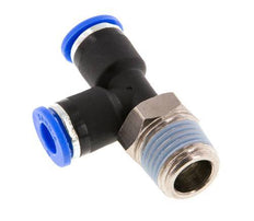 6mm x R1/4'' rechtwinkliges T-Stück Steckverschraubung mit Außengewinde Messing/PA 66 NBR drehbar [2 Stück]