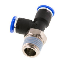 6mm x R1/4'' rechtwinkliges T-Stück Steckverschraubung mit Außengewinde Messing/PA 66 NBR drehbar [2 Stück]