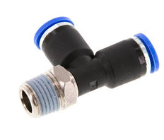 8mm x R1/4'' rechtwinkliges T-Stück Steckverschraubung mit Außengewinde Messing/PA 66 NBR drehbar [2 Stück]