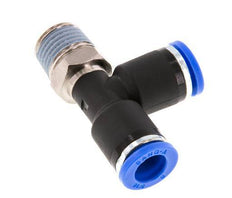 8mm x R1/4'' rechtwinkliges T-Stück Steckverschraubung mit Außengewinde Messing/PA 66 NBR drehbar [2 Stück]