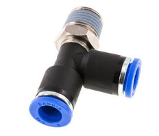 8mm x R1/4'' rechtwinkliges T-Stück Steckverschraubung mit Außengewinde Messing/PA 66 NBR drehbar [2 Stück]