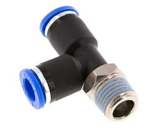 8mm x R1/4'' rechtwinkliges T-Stück Steckverschraubung mit Außengewinde Messing/PA 66 NBR drehbar [2 Stück]