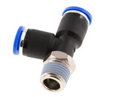 8mm x R1/4'' rechtwinkliges T-Stück Steckverschraubung mit Außengewinde Messing/PA 66 NBR drehbar [2 Stück]