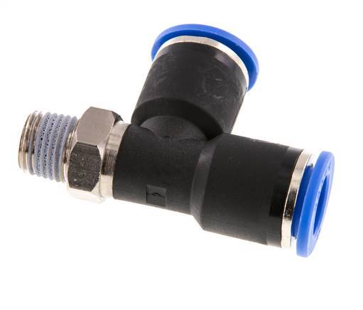 12mm x R1/4'' rechtwinkliges T-Stück Steckverschraubung mit Außengewinde Messing/PA 66 NBR drehbar