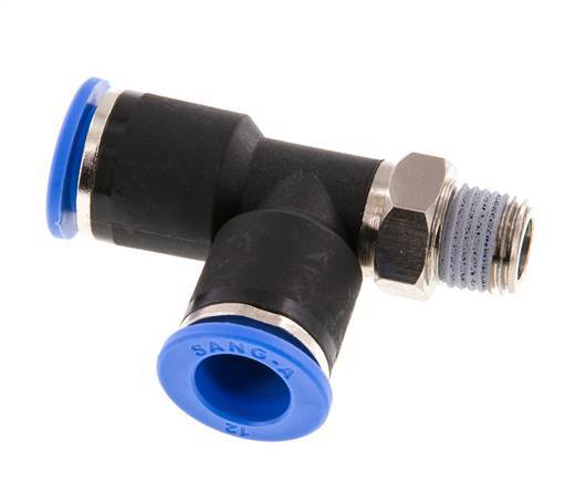 12mm x R1/4'' rechtwinkliges T-Stück Steckverschraubung mit Außengewinde Messing/PA 66 NBR drehbar