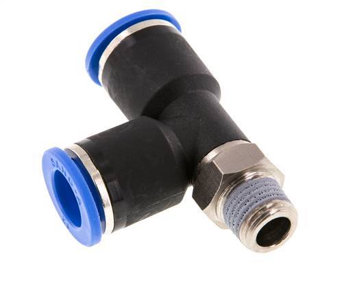 12mm x R1/4'' rechtwinkliges T-Stück Steckverschraubung mit Außengewinde Messing/PA 66 NBR drehbar