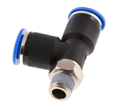 12mm x R1/4'' rechtwinkliges T-Stück Steckverschraubung mit Außengewinde Messing/PA 66 NBR drehbar