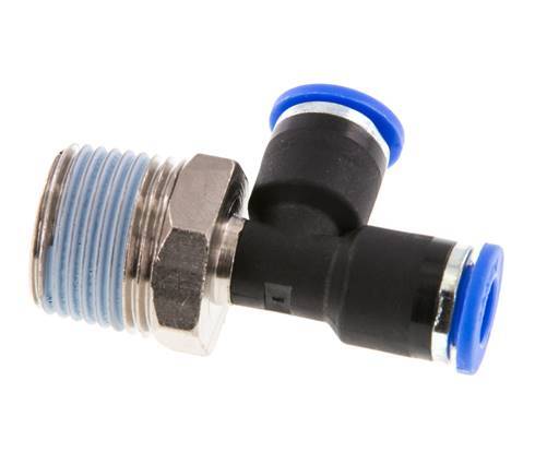 6mm x R3/8'' rechtwinkliges T-Stück Steckverschraubung mit Außengewinde Messing/PA 66 NBR drehbar [2 Stück]