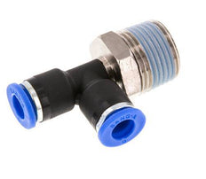 6mm x R3/8'' rechtwinkliges T-Stück Steckverschraubung mit Außengewinde Messing/PA 66 NBR drehbar [2 Stück]