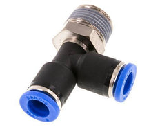 8mm x R3/8'' rechtwinkliges T-Stück Steckverschraubung mit Außengewinde Messing/PA 66 NBR drehbar [2 Stück]