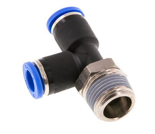 8mm x R3/8'' rechtwinkliges T-Stück Steckverschraubung mit Außengewinde Messing/PA 66 NBR drehbar [2 Stück]