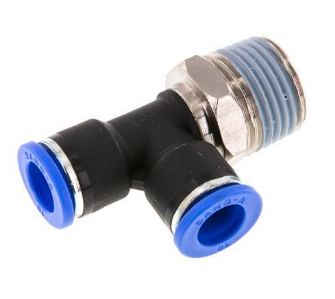 10mm x R1/2'' rechtwinkliges T-Stück Steckverschraubung mit Außengewinde Messing/PA 66 NBR drehbar