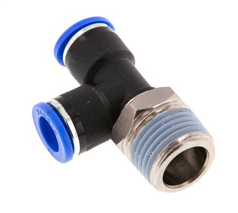 10mm x R1/2'' rechtwinkliges T-Stück Steckverschraubung mit Außengewinde Messing/PA 66 NBR drehbar