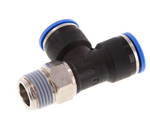 14mm x R1/2'' Right Angle Tee Push-in Fitting with Male Threads Brass/PA 66 NBR Rotatable