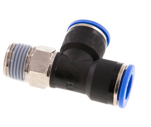 14mm x R1/2'' rechtwinkliges T-Stück Steckverschraubung mit Außengewinde Messing/PA 66 NBR drehbar