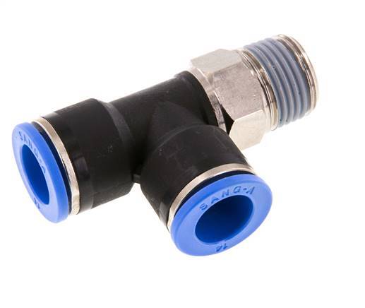 14mm x R1/2'' rechtwinkliges T-Stück Steckverschraubung mit Außengewinde Messing/PA 66 NBR drehbar