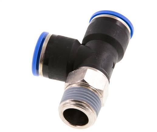 14mm x R1/2'' rechtwinkliges T-Stück Steckverschraubung mit Außengewinde Messing/PA 66 NBR drehbar