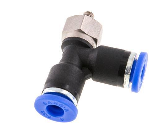 4mm x M 3 rechtwinkliges T-Stück Steckverschraubung mit Außengewinde Stahl/PA 66 NBR drehbar [2 Stück]