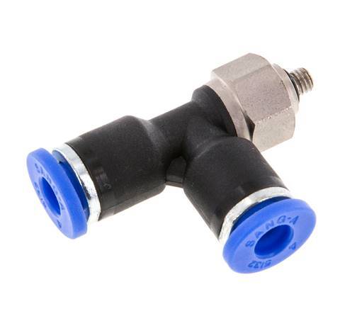 4mm x M 3 Right Angle Tee Push-in Fitting with Male Threads Steel/PA 66 NBR Rotatable [2 Pieces]