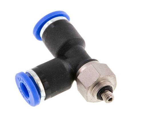 4mm x M 3 rechtwinkliges T-Stück Steckverschraubung mit Außengewinde Stahl/PA 66 NBR drehbar [2 Stück]