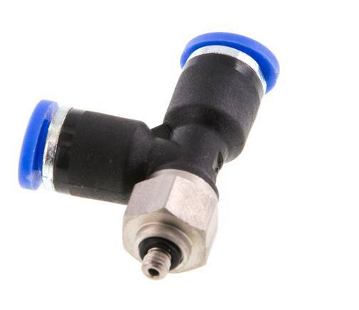 4mm x M 3 rechtwinkliges T-Stück Steckverschraubung mit Außengewinde Stahl/PA 66 NBR drehbar [2 Stück]